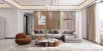 现代轻奢客餐厅3D模型下载